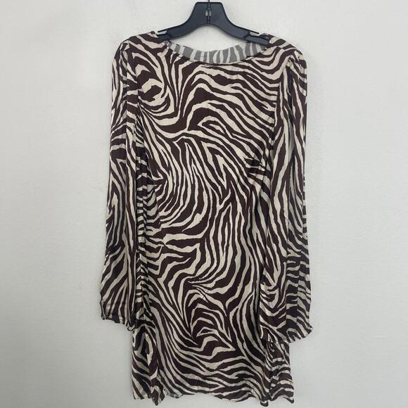 Revolve Stone Cold Fox Dress Basier Dress brown zebra satin size L $228msrp - Picture 5 of 9
